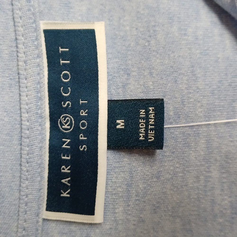 Karen Scott Cotton Zip-Neck Top, Light Blue Heather - Picture 8 of 10